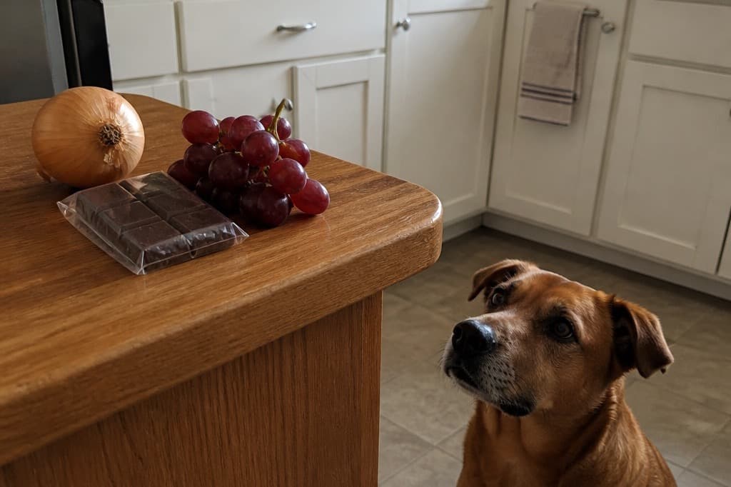 Ripe tomatoes on a vine with a dog nearby in a garden, Animals Details