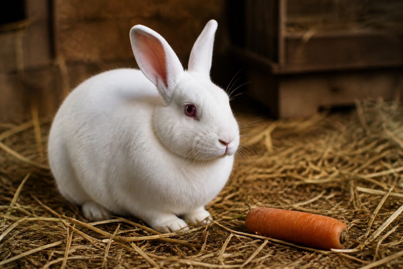Rabbit nibbling a small piece of carrot, Animals Details